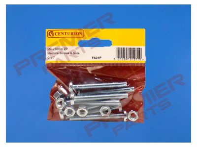M6 x 50mm ZP Machine Screws &amp; Nuts (Pack of 7)