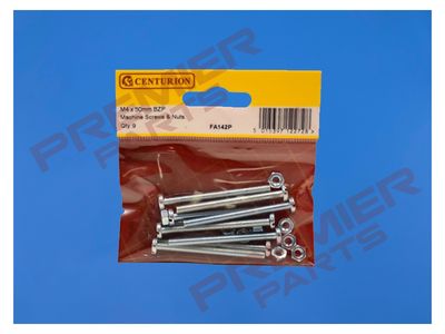 M4 x 50mm ZP Machine Screws &amp; Nuts (Pack of 9)