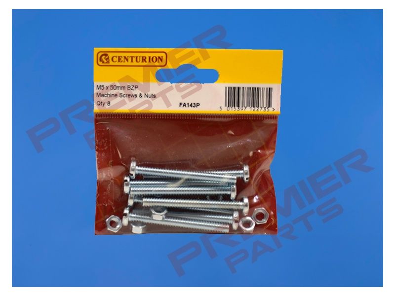 M5 x 50mm ZP Machine Screws &amp; Nuts  (Pack of 8)