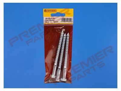 M8 x 100mm ZP Coach Screws  (Pack of 3)