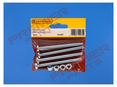 M6 x 75mm ZP Machine Screws &amp; Nuts  (Pack of 4)