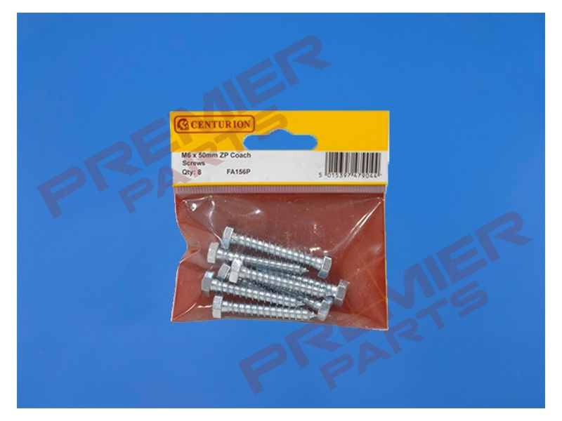 Coach Screws, M6 x 50mm, Zinc Plated