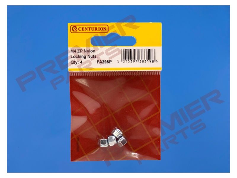 M4 ZP Nylon Locking Nuts (Pack of 4)