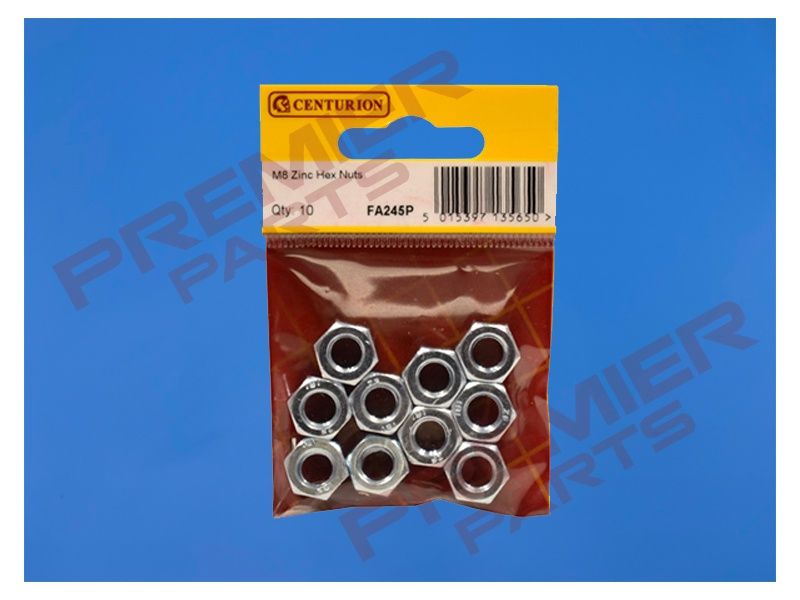 M8 ZP Steel Hex Nuts  (Pack of 10)