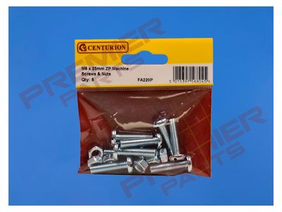 M6 x 25mm ZP Machine Screws &amp; Nuts (Pack of 8)