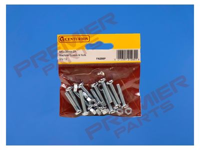 M5 x 25mm ZP Machine Screws &amp; Nuts  (Pack of 12)
