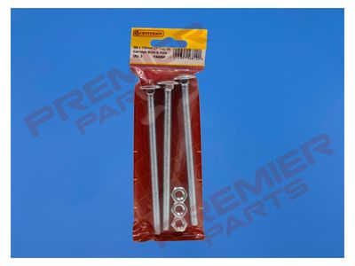 M8 x 130mm ZP Cup Sq Hex Carriage Coach Bolts &amp; Nuts (Pack of 3)