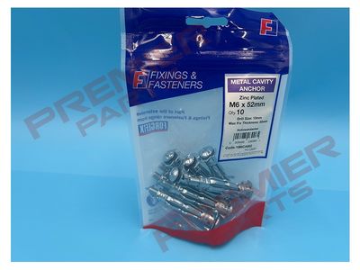 Metal Cavity Anchor M6x52 10 Per Bag (D27)