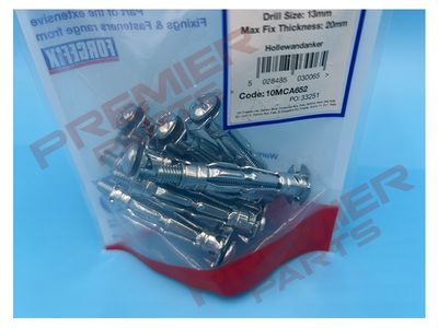Metal Cavity Anchor M6x52 10 Per Bag (D27)