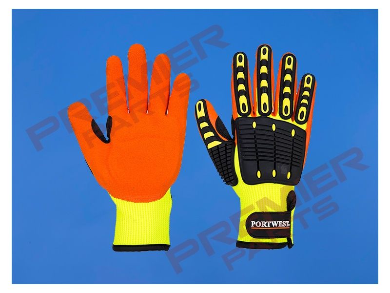 A721 - Anti Impact Grip Glove Yellow/Orange, Size: Small