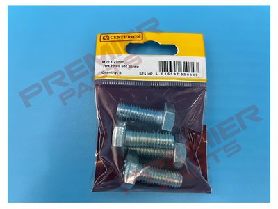 Hex Head Set Screws M10 x 25mm Zinc Plated (PACK OF 4)