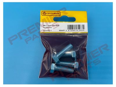 Hex Head Set Screws, M8 x 25mm, Zinc Plated PACK OF 4