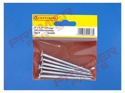 3&quot; x 8 ZP Cross Recessed Hardened Twin Thread Woodscrews with Countersunk Head (Pack of 6)