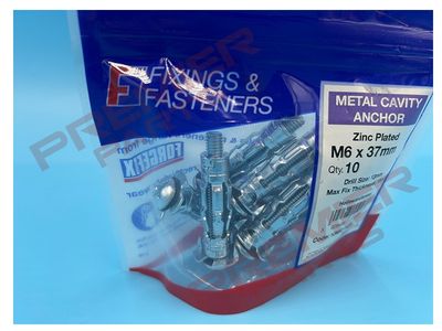 Metal Cavity Anchor M6x37 10 Per Bag (D26)