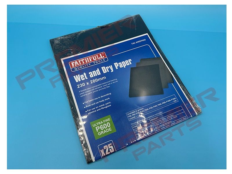 Wet &amp; Dry Paper Sanding Sheets 230 x 280mm A600 pack of 25