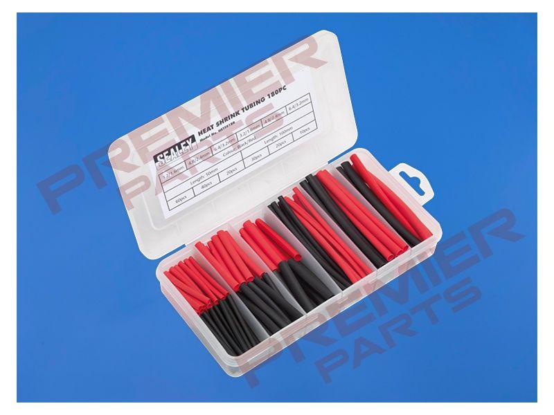 Heat Shrink Tubing Assortment 180pc 50 &amp; 100mm Black &amp; Red