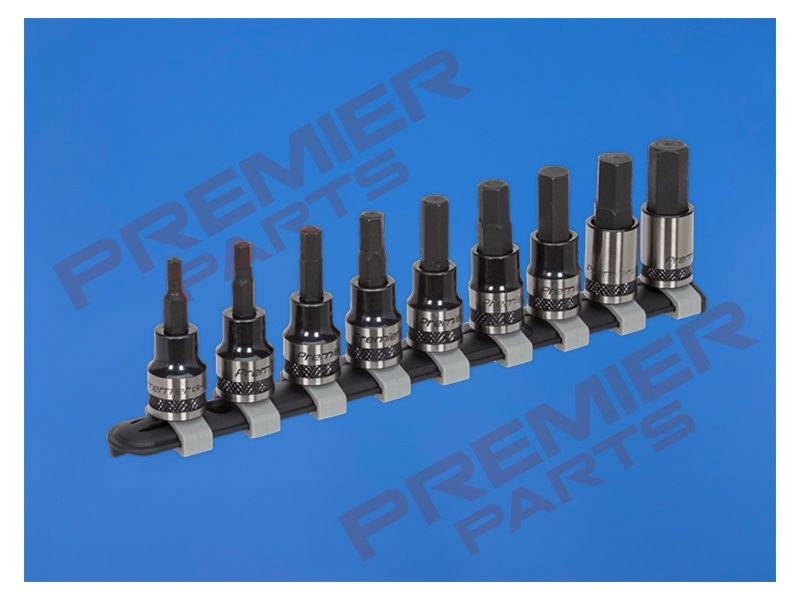 Hex Key Socket Bit Set 9pc 3/8&quot;Sq Drive Metric Black