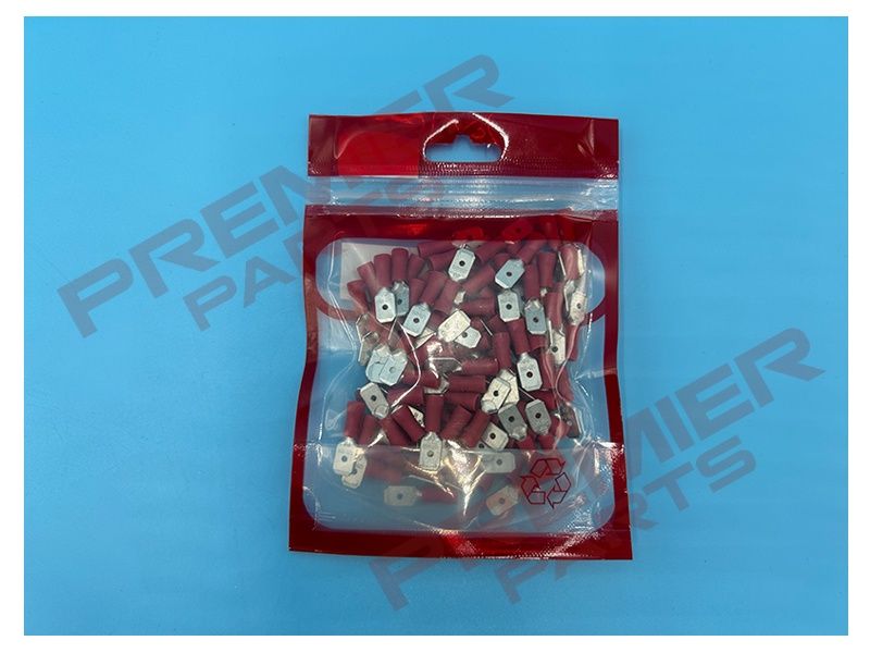 Push-On Terminal 6.3mm Male Red Pack of 100
