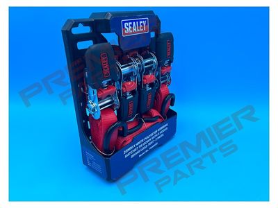 Ratchet Strap 25mm x 4m Polyester Webbing with S-Hooks 800kg Breaking Strength - 2 Pairs