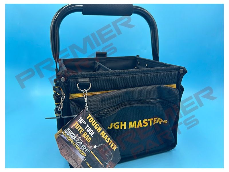 Open Tote Tool Bag 10&quot; TOUGH MASTER, Removable Tool Organiser 33 Multi Pocket Technicians Tool Bag with Handle