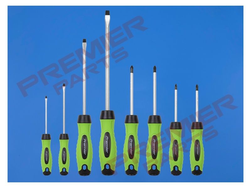 Hammer-Thru Screwdriver Set 8pc - Hi-Vis Green