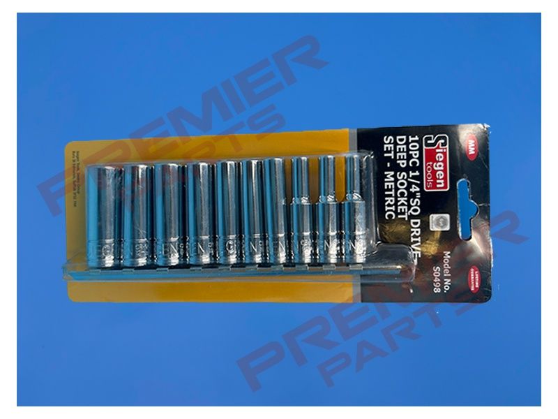 Socket Set 10pc 1/4&quot;Sq Drive 6pt Deep WallDrive Metric