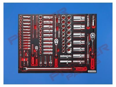 Tool Tray with Socket Set 91pc 1/4", 3/8" &amp; 1/2"Sq Drive