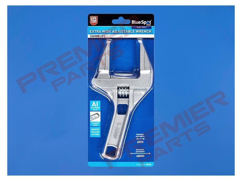 200mm (8&quot;) Extra Wide Adjustable Wrench