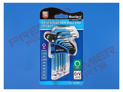 9PCE SHORT ARM BALL END HEX KEY SET
