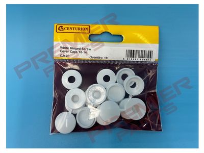 Hinged Screw Cover Caps, White Pack of 10