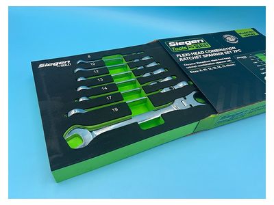 Flexible Head Ratchet Combination Spanner Set 7pc Metric