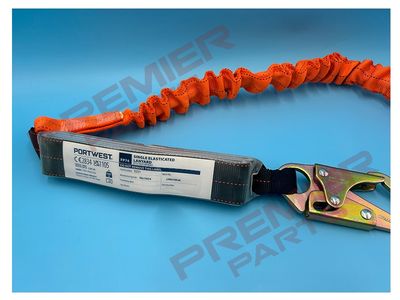 FP74 - Single 140kg 1.8m Lanyard with Shock Absorber Black/Orange
