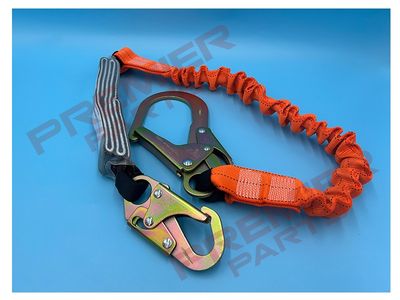 FP74 - Single 140kg 1.8m Lanyard with Shock Absorber Black/Orange