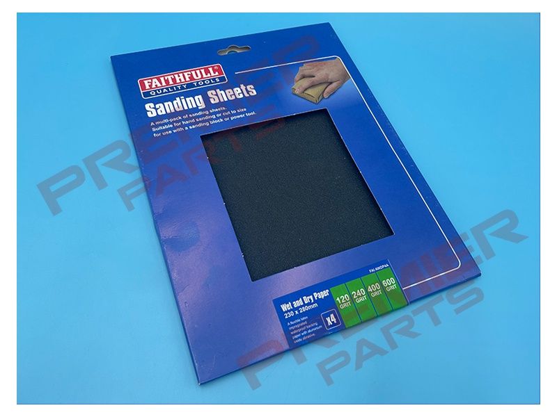 Wet &amp; Dry Paper Sanding Sheets 230 x 280mm Assorted (4)
