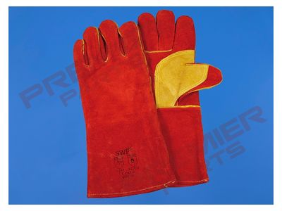 SWP Size 10 Red Split Leather Kevlar Stitched MIG Gauntlet
