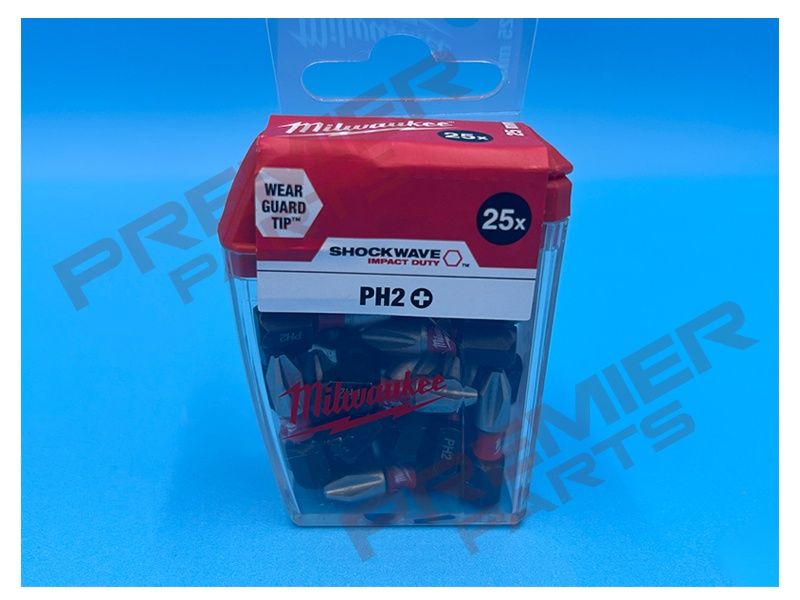 Milwaukee 4932472037 PH2 25mm Shockwave Screwdriver Bits 25 Piece