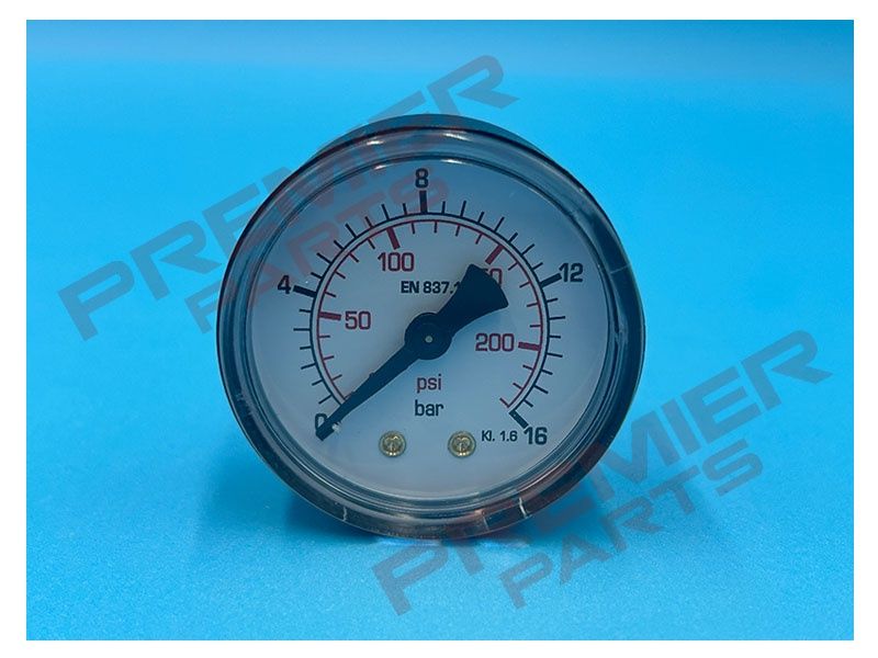PRESSURE GAUGE 50MM 0-16BAR 1/4 BACK