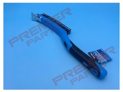 Soft Grip Long Handle Wire Brush With Scraper