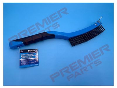 Soft Grip Long Handle Wire Brush With Scraper