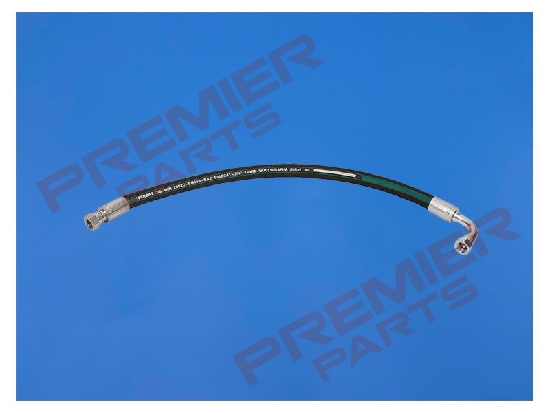 3/8&quot; BSP 1 x 90 1 x Straight Female x 19.7mm OD x 3/8&quot; ID Hydraulic Hose Assembly., Length: 300mm