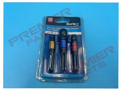 Colour Coded Impact Socket Adaptors (1/4"-3/8"-1/2")