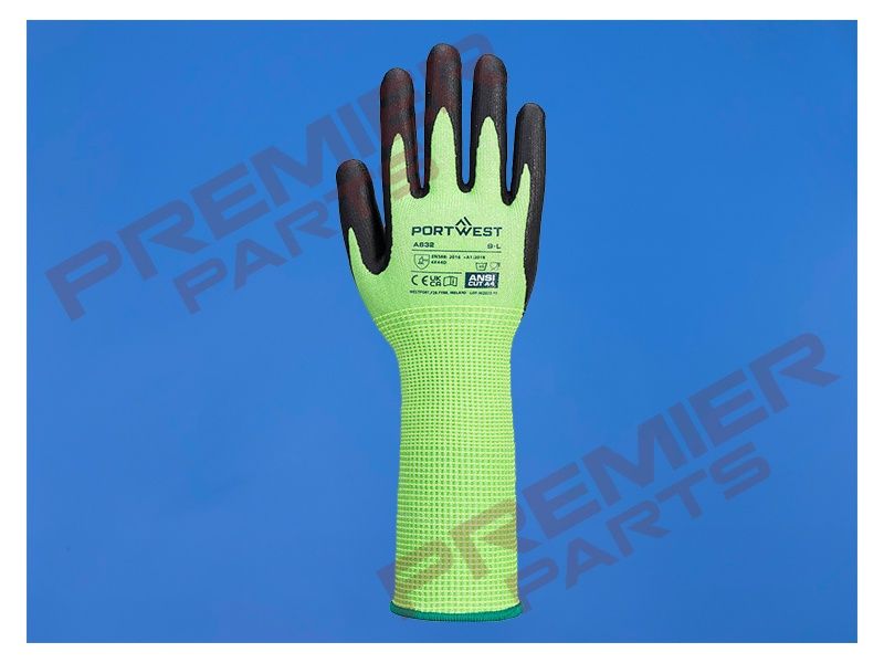 A632 - Cut D13 Nitrile Green Long Cuff Glove Green/Black, Size: Small
