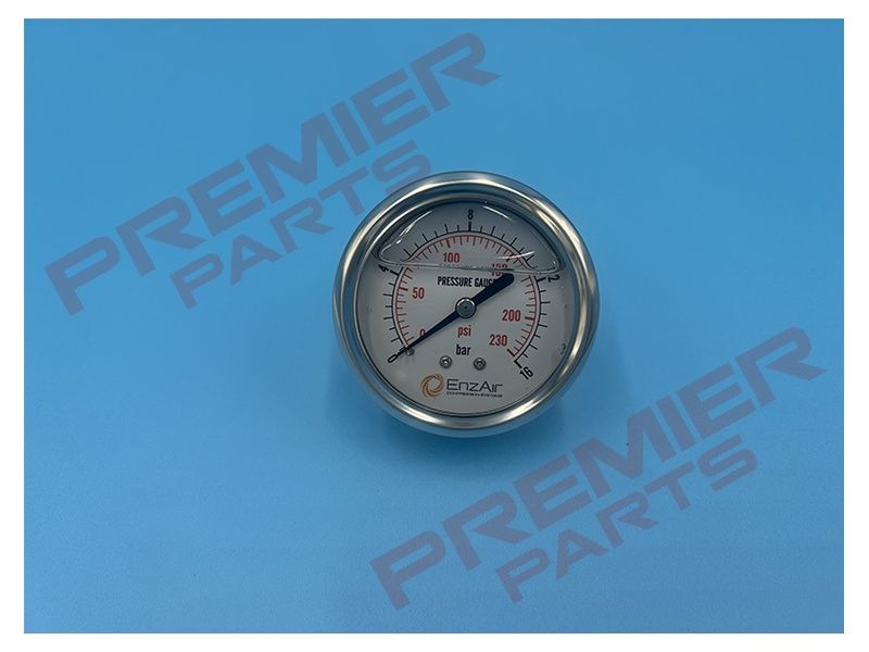 heavy duty stainless steel glycerine filled pressure gauge 0-16 bar centre back entry