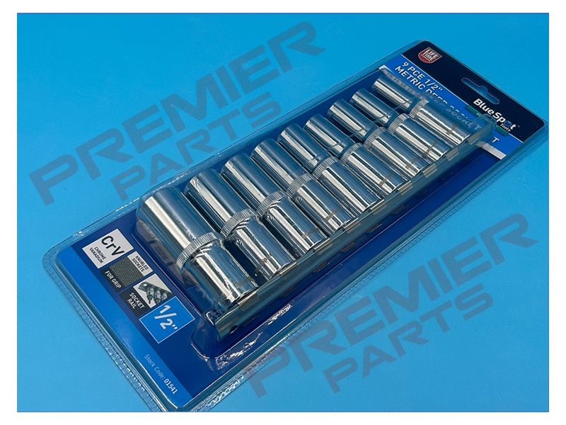 9 PCE 1/2&quot; Metric Deep Socket Set (10-22mm)