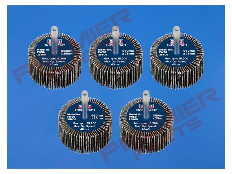 50 x 25mm Abrasive Flap Wheel with 6mm Shaft 80Grit - Pack of 5