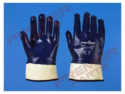 A302 - Grip Nitrile Fully Dipped Safety Cuff Navy Gloves
