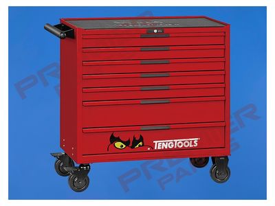 37" PRO35™ roller cabinet 7 drawers red
