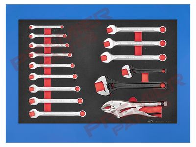 27″ Classic roller cabinet foam tool kit 217 pieces red