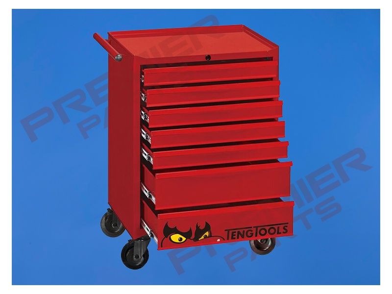 27″ Classic roller cabinet 7 drawers red