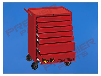 27″ Classic roller cabinet 7 drawers red